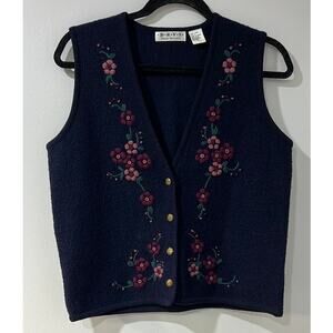 DRVS Design Resource 100% wool floral button up vest sz medium